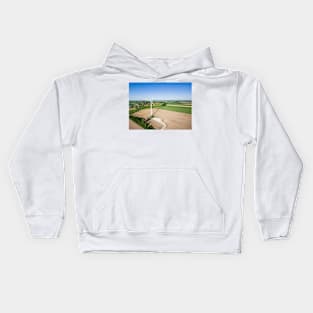 Aerial view of windmill at the countryside Kids Hoodie